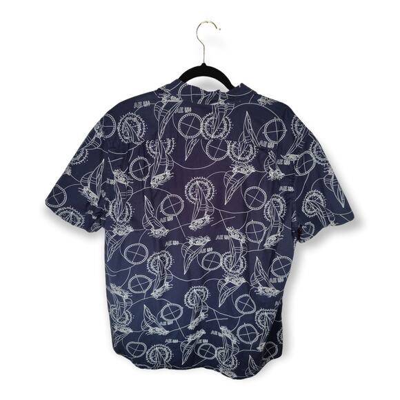 American Eagle Mens Button Up, Blue Sailboat and Compass Design XL - Picture 2 of 6